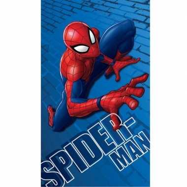 Blauwe marvel spiderman strand/bad handdoek 70 x 120 cm groot