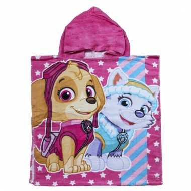 Roze paw patrol kinderponcho groot