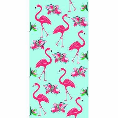 Strandlaken/strandlaken flamingo print 70 x 140 cm groot