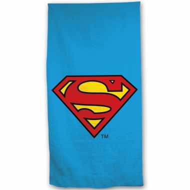 Strandlaken/strandlaken superman blauw 70 x 140 cm groot