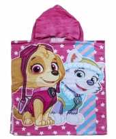 Roze paw patrol kinderponcho groot